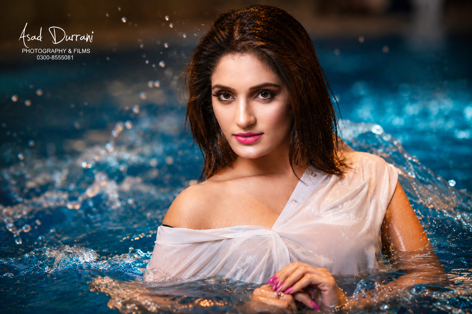 Editorial portrait in water